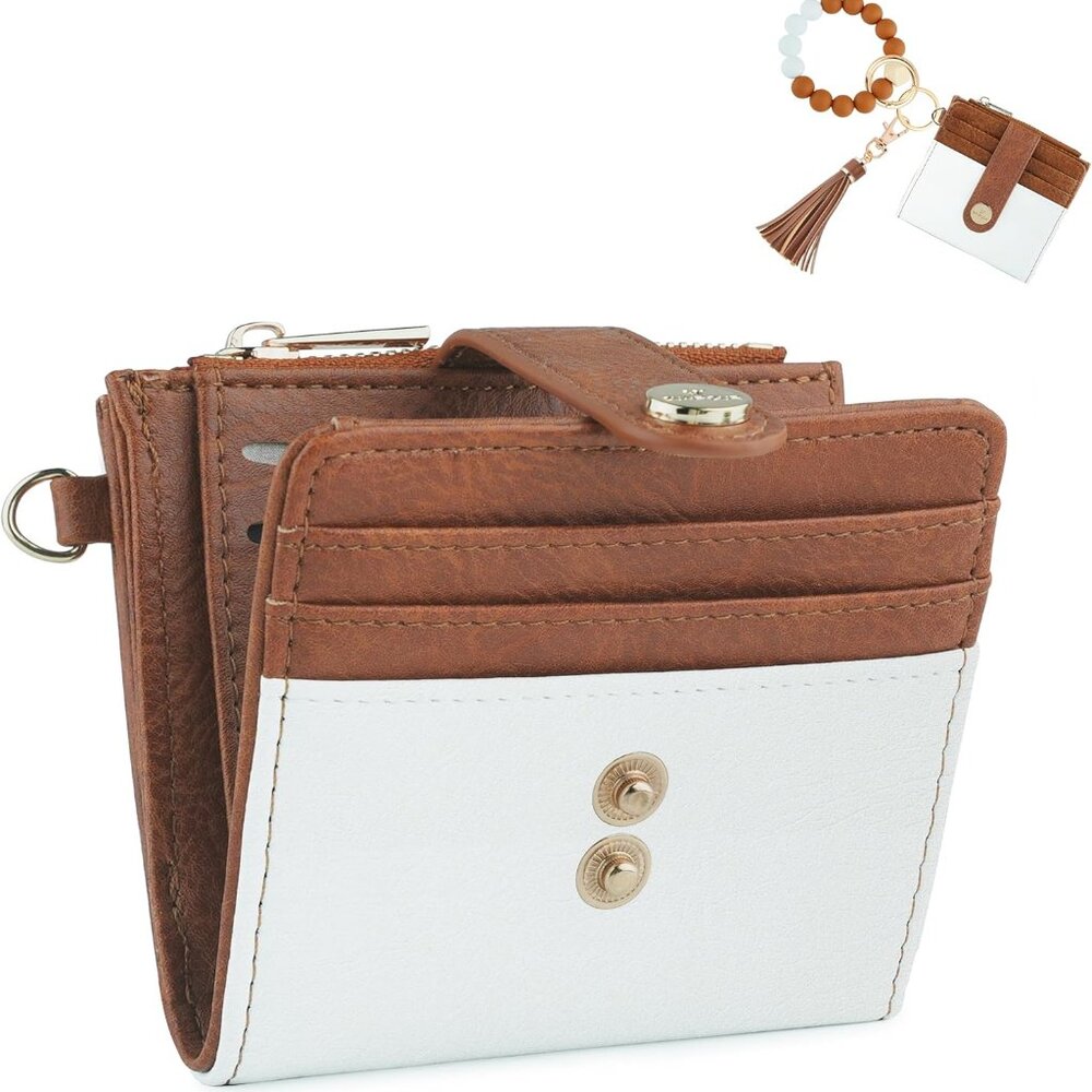 Small Wristlet Wallets for Women Keychain Wristlet Wallet RFID Blocking Key Chai